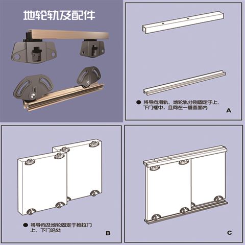 兴达M型微地轮双轨上下轨套件（移门滑轨）